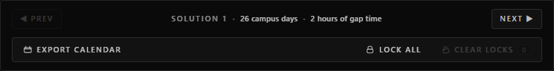 Results bar highlighting the Export Calendar button